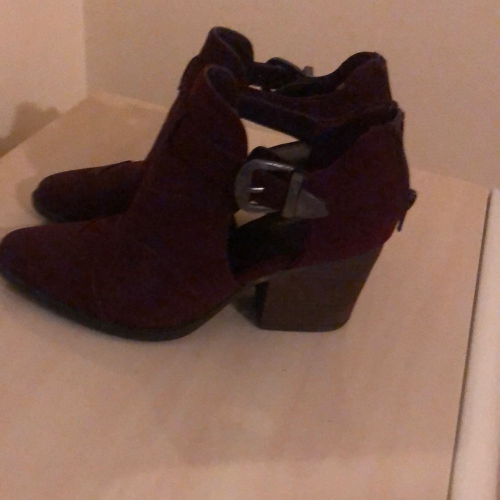 Burgundy Heeled Boots/ Wedges